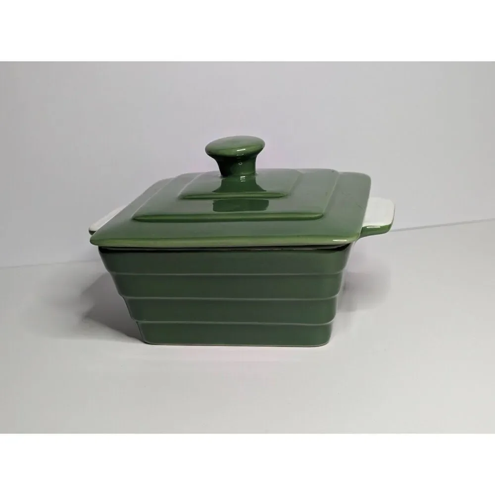 Green Ceramic Covered Mini Casserole Dish 6